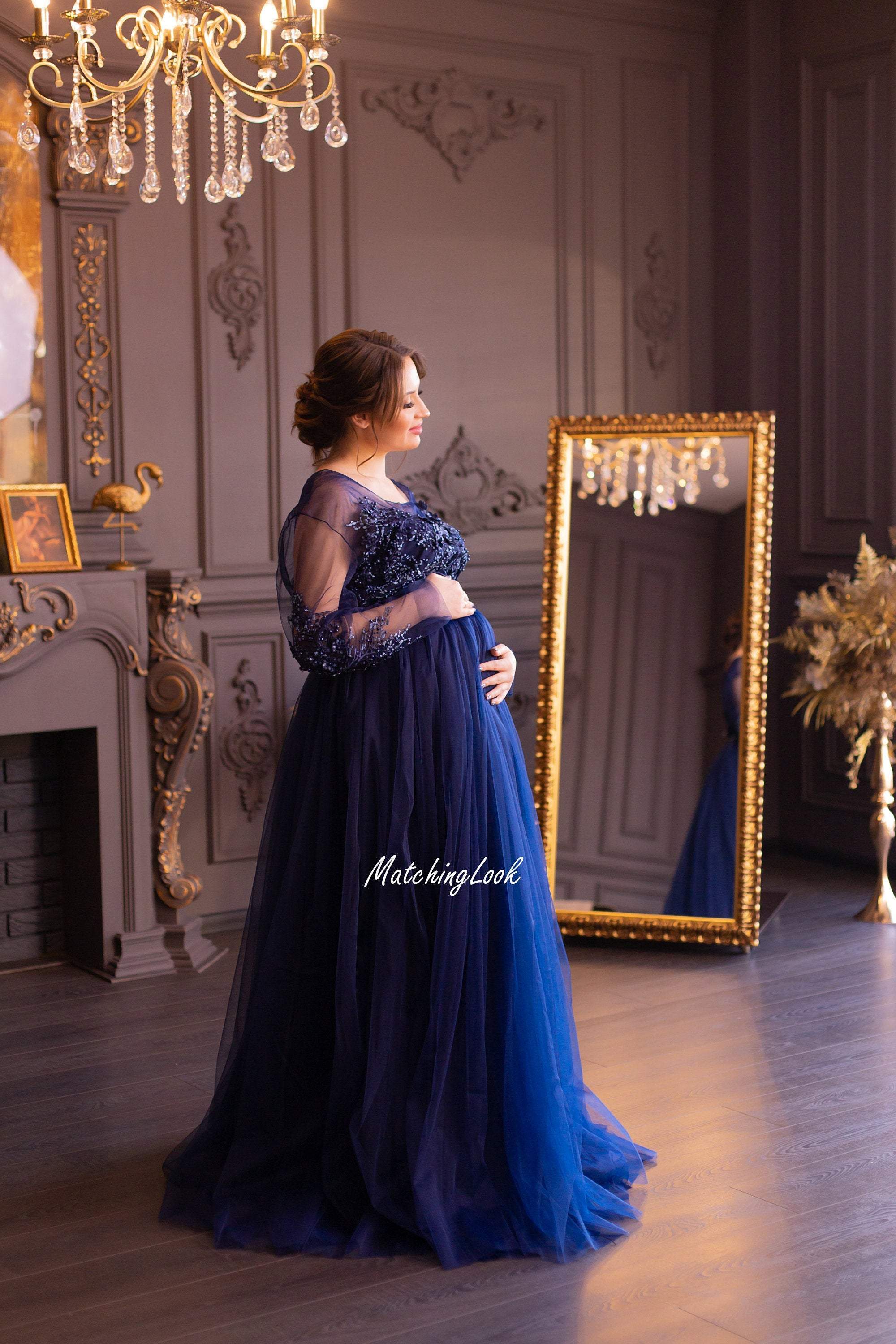 Navy Blue Maternity Dress, Baby Shower ...